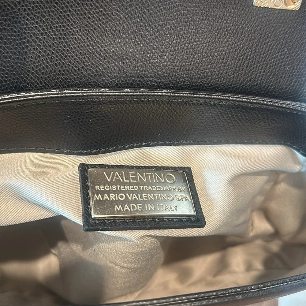 Authentic!Valentino By Mario Valentino Black Arletty Rockstud Leather Saddle New - Picture 10 of 12